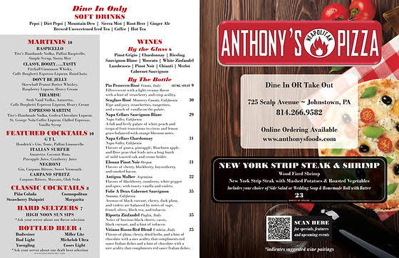 Anthony's Restaurant-Pizzeria Menu